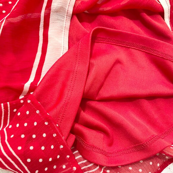 Women Rewind Retro Striped Polka Dot Belted Sleeveless Dress in Red Size Small - Picture 8 of 10